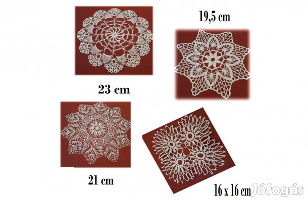 Négy kézzel horgolt csipke terítő, nagyon szép állapotban