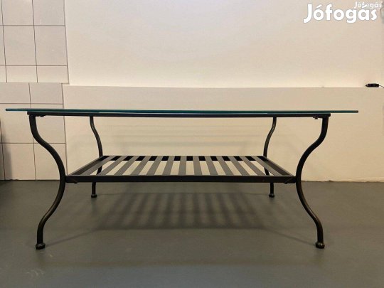 Nem Ikea Üveg/Fém dohányzóasztal antracit színű