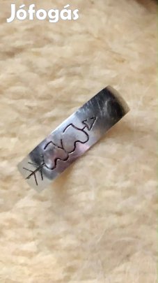 Nemes acél azték vésett mintás gyűrű