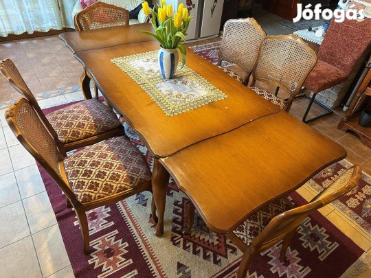 Német Ottensarndt étkező garnitúra tömörfa kihúzható asztal + 6 szék