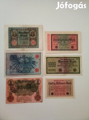 Német birodalmi bankjegyek 6db