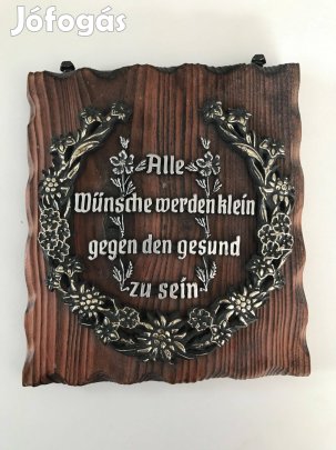 Német falra kasztható háziáldás fa lapon