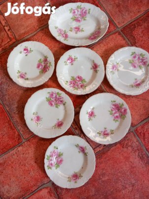 Német porcelán játék mini süteményes készlet 7 db-os jelzett