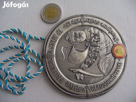 Német régi nagy méretű Hajós plakett szép db