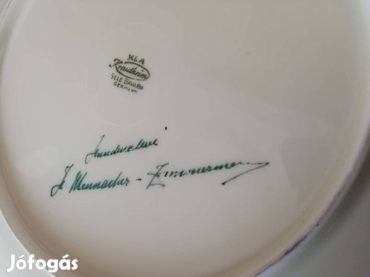 Német régi porcelán dísztányér Eredeti jelzet dedikált szép db