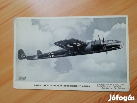 Német repülőgép II. Világháborús Angol ismertető kártyán