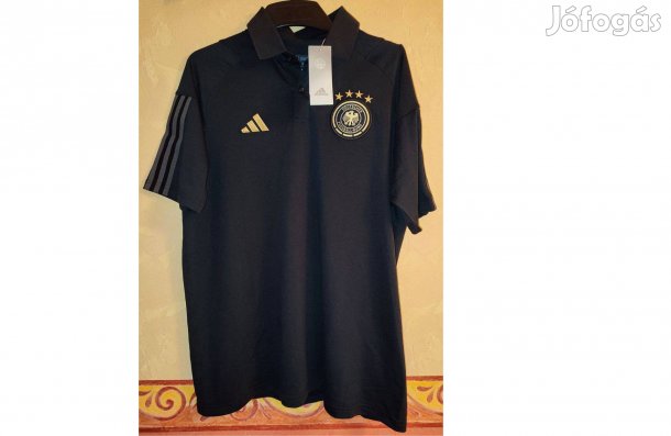 Német válogatott eredeti adidas fekete arany galléros póló (M)