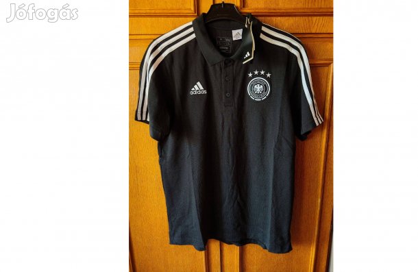 Német válogatott fekete eredeti adidas galléros póló (M-es)
