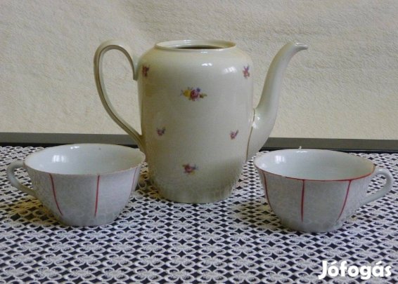 Németalföldi, sorszámozott teáskanna,2 csésze