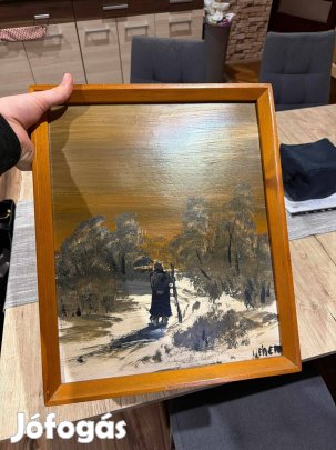 Németh József: Garabonciás - Jelzett, karakteres téli tájkép