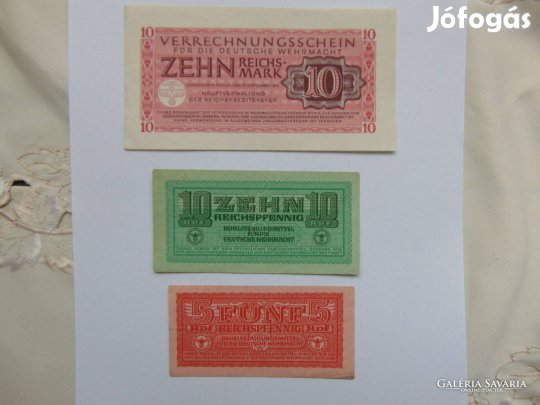Németország 10 reichsmark 10 reichspfennig 5 reichspfennig 1944
