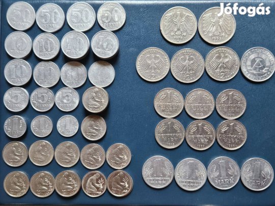 Németország 1950-1992 csomag márka pfennig lot ( 70db érme )