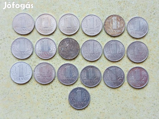 Németország NDK 19 db Különböző Érme 1 Pfennig 1952-1986