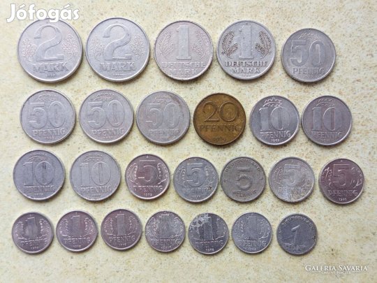Németország NDK 25 db Különböző Érme Pfennig és Márka 1948-1982
