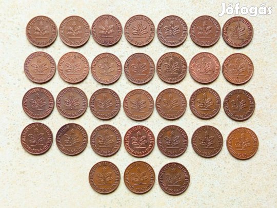 Németország NSZK 31 db Különböző Érme 2 Pfennig 1950-1985