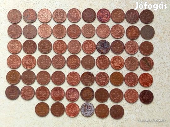 Németország NSZK 66 db Különböző Érme 1 Pfennig 1948-1996