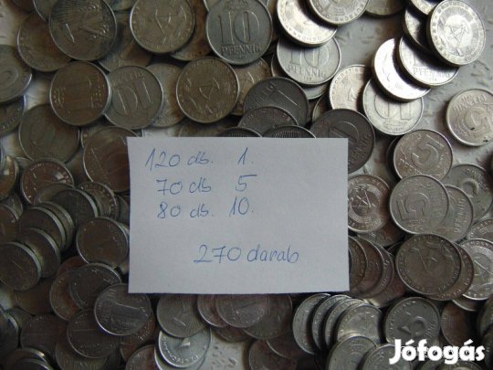 Németország alumínium 1 - 5 - 10 pfennig 270 darab 30 ft / db
