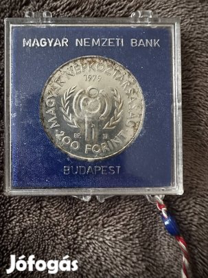Nemzetközi Gyermekév ezüst 200 Forint 1979 BU MNB tokban