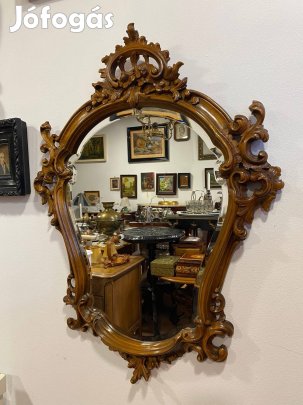 Neobarokk faragott csiszolt üveges tükör