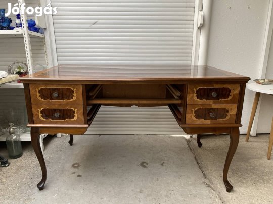 Neobarokk intarziás 4 fiókos íróasztal