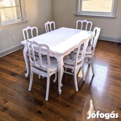 Neobarokk provence étkező garnitúra,bővíthető asztal + 6 szék