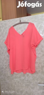 Neon barack színű rövid ujjú muszlin blúz 2XL-es