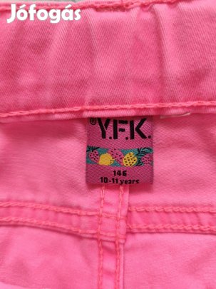 Neon pink színű farmer rövidnadrág, short - 146, 10-11 év