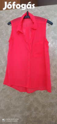 Neon pink ujjatlan muszlin blúz