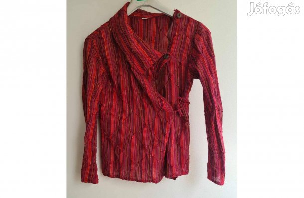 Nepáli bordó-arany szálas átlapolós ing S-M