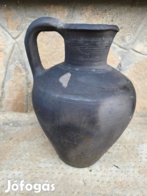 Népi nagyméretü kerámia korsó , repedt