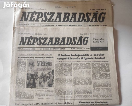 Népszabadság újságok (1989. február 6. és július 11.)