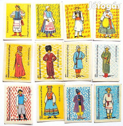 Népviselet szovjet orosz gyufa cimke csomag