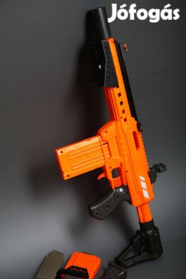 Nerf jellegű hybrid, profi műanyag rugós játék extrákkal 150-170 fps