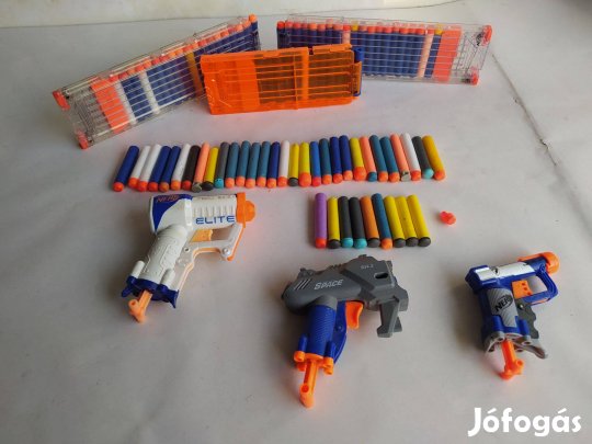 Nerf pisztoly csomag 3db Nerf psztollyal 90db szivacslövedékkel 3 tart