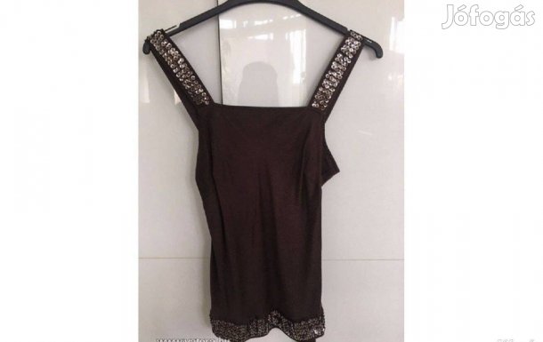 New Look barna színű selyem pántos felső 36