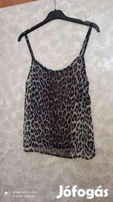 New Look szürke leopárdmintás muszlin top, blúz