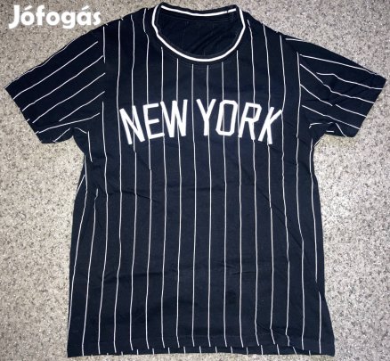 New York M (hímzett NY) csíkozott pamut póló 