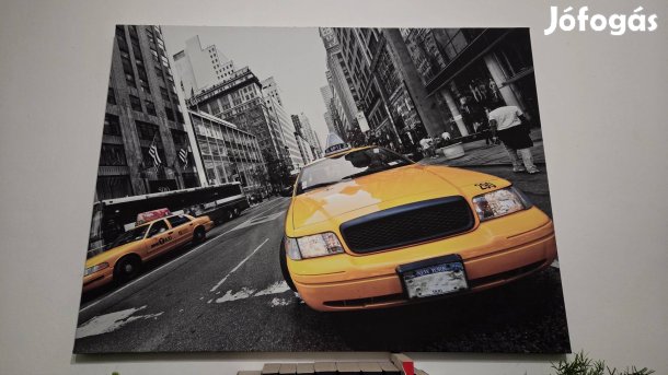 New York taxi vászonkép 100×75cm - sárga szürkeárnyalatos