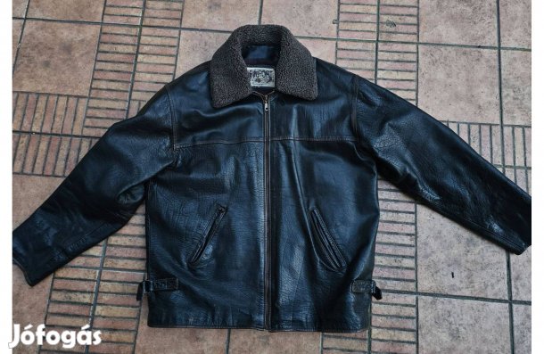 Newpost valódi bőr levehető galléros férfi bőrkabát L XL