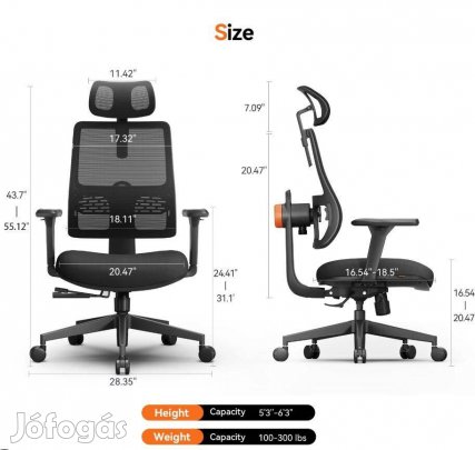 Newtrail Magic H003 ergonómikus szék, több ponton állítható, új, doboz