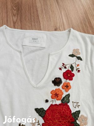 Next fehér hímzett pamut női felső