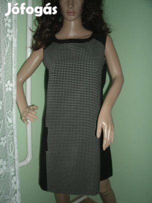 Next fekete ruha középen fehér mintás betéttel 40-es Béléses
