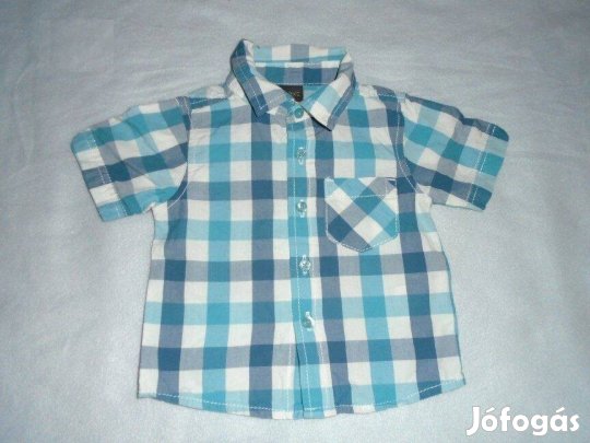 Next kék és kockás rövid ujjú ing 3-6 hó (méret 68)