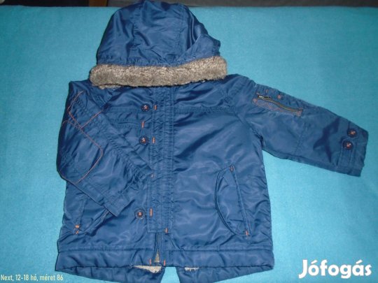 Next kék kapucnis kabát 12-18 hó (méret 86)