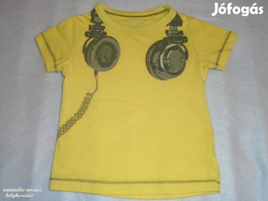 Next sárga fejhallgató mintás póló 12-18 hó (méret 86)
