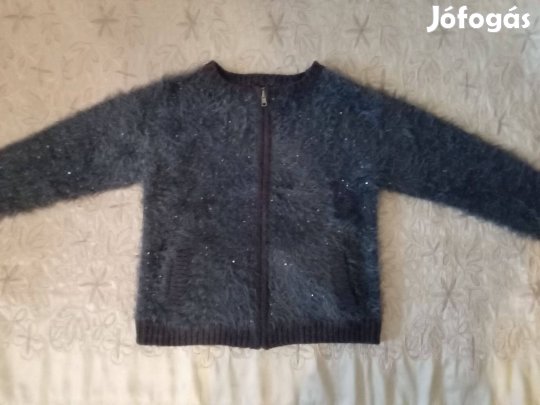 Next szürke szőrme hatású flitteres cipzáras pulóver - 38/M