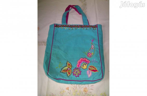 Next textil, gépi hímzett Indiai kézitáska ( Türkiz színű )