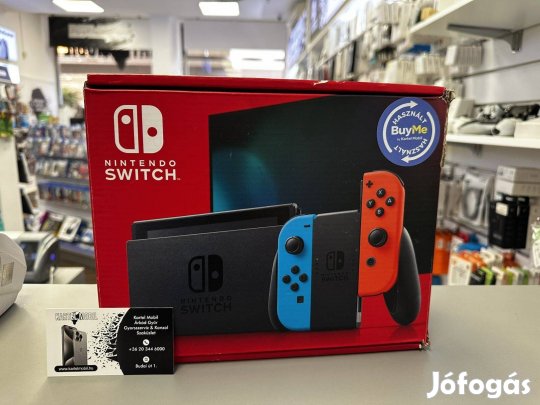 Nintendo Switch V2 Konzol, Fekete Színben, Dobozában, Újszerű