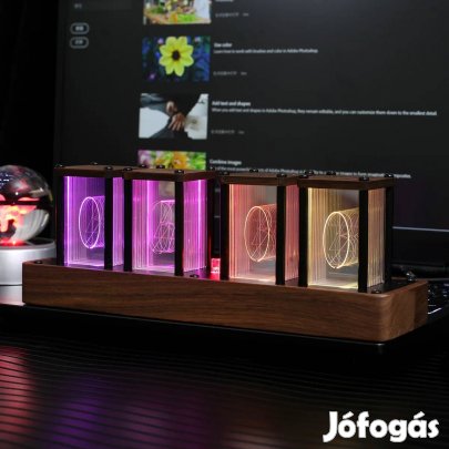 Nixie stílusú LED Infinity óra - RGB design asztali dekor