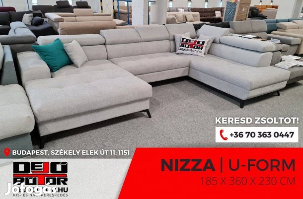 Nizza sarok kanapé bútor ülőgarnitúra 185x360x230 cm ualak szürke